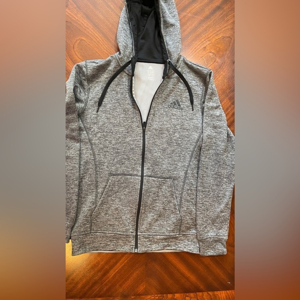 Adidas ClimaWarm Full Zip Hoodie Jacket Mens‎ Small Gray Heather Fleece Lined
